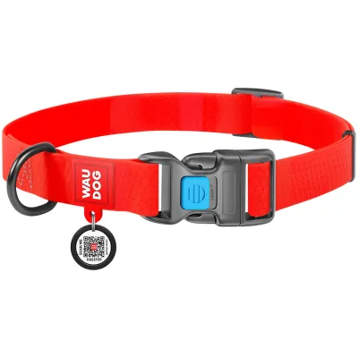 Нашийник для тварин WAUDOG Waterproof з QR паспортом Ш 25 мм Д 38-58 см червоний (27773)