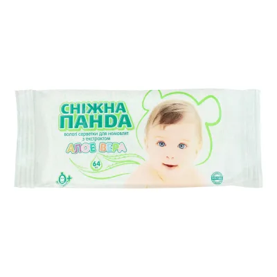 Дитячі вологі серветки Сніжна Панда для немовлят Алое 64 шт. (4820144460463)