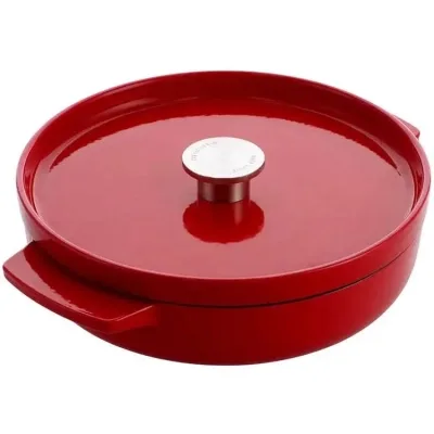 Сотейник KitchenAid Cast Iron чавунний з кришкою, 26 см, 2,77 л, червоний (CC009009-001)