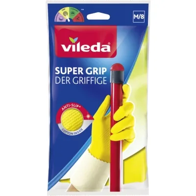Рукавички господарські Vileda Super Grip Латексні Надміцні Розмір M (8001940003351)