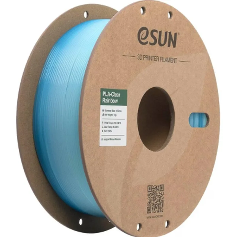 Пластик для 3D-принтера eSUN PLA Clear Rainbow 1,75mm 1kg Transl BLUE WHITE (PLA-CLRB175T-UW1P1)
