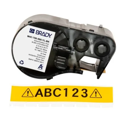 Стрічка для принтера етикеток Brady M4C-750-595-YL-BK, всепогодні, безперервна стрічка, 19.05 mm × 7.62 m, black on yellow, вініл (170832)