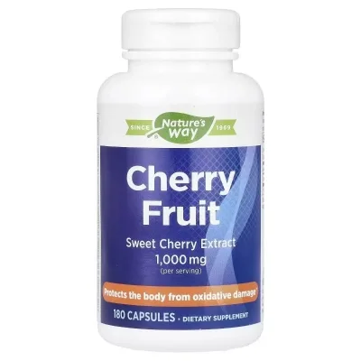 Вітамін Natural Factors Вишня, 1000 мг, Cherry Fruit, Sweet Cherry Extract, Nature's Way, 180 капсул (EMT-08540)