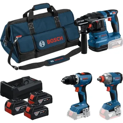 Набір електроіструментів Bosch Professional, GSR 18V-65 + GBH 18V-22 + GDX 18V-285, 3x5Ah, ЗП, сумка M-BAG (0.615.A50.093)