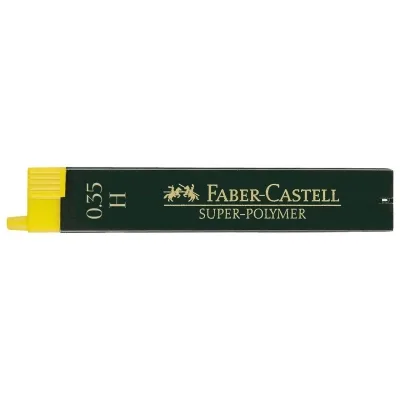 Грифель для механічного олівця Faber-Castell Super-Polymer Н (діаметр 0,35 мм), 12 штук у пеналі (27657)