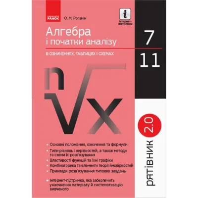Навчальний посібник Рятівник 2.0. Алгебра і початки аналізу в означеннях, таблицях і схемах. 7-11 класи Ранок (9786170903419)