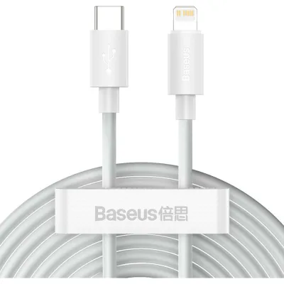 Дата кабель USB 2.0 AM to Lightning 1.5m 20W Simple WisdomKit (2PCS) white Baseus (TZCATLZJ-02)
