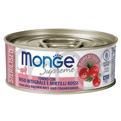 Консерви для котів Monge Wet Adult тунeць та журавлина 80 г (8009470007849)