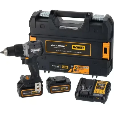 Шуруповерт DeWALT McLaren F1 TEAM LIMITED EDITION, 18V, АКБ 2x5Ah, 90Нм, 0-450·0-1650об/хв, кейс, ЗП, 1.34кг (DCD85MP2T)