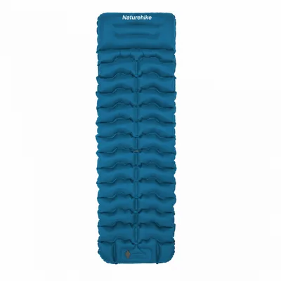 Матрац туристичний надувний одномісний Naturehike CNK2550WS019, 200x60x9.5 см, синій, прямокутний із вбудованою помпою