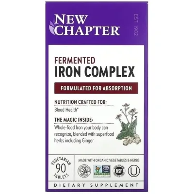 Мінерали New Chapter Залізо ферментований комплекс, Fermented Iron Complex, 90 таб (NCR-90357)