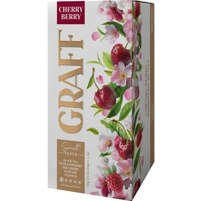 Чай Graff Cherry Berry з ароматом квітів малини та вишні 20x1.5 г (4820279612324)