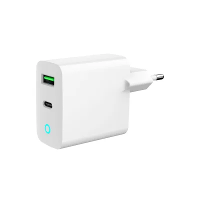 Зарядний пристрій Gembird 1xUSB-A + 1 Type-C (PD20Вт + QC3.0 18Вт) white (TA-UC-PDQC20L-W-01)