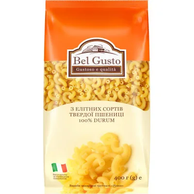 Макарони Bel Gusto Ріжки 400 г (4820159849680) (упаковка 4 шт)