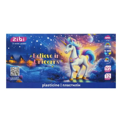 Пластилін ZiBi KIDS Line UNICORN 12 кольорів, 192 г (ZB.6282)