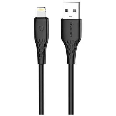 Дата кабель USB 2.0 AM to Lightning 2.0m 3A textured PVC black ColorWay (CW-CBUL095-BK)
