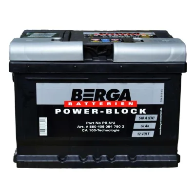 Акумулятор автомобільний Berga Power Block 60Ah Н Ев (-/+) (540EN) (5604090547502)