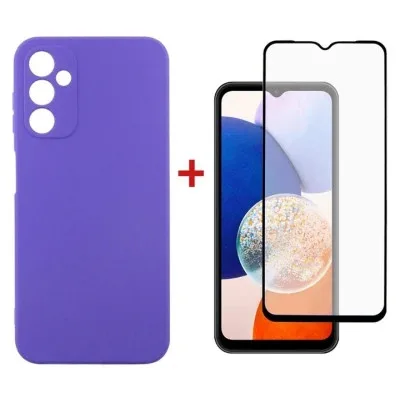 Чохол до мобільного телефона Dengos Kit for Samsung Galaxy A14 5G case + glass (Purple) (DG-KM-13)