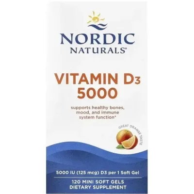 Вітамінно-мінеральний комплекс Nordic Naturals Вітамін D3, 125 мкг (5000 МО), апельсиновий смак, Vitamin D3, 120 міні до (NOR-01503)