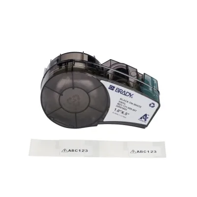 Стрічка для принтера етикеток Brady M21-131-595-WT, 25,4 мм х 12,7 мм, black on white, вініл, для M210, M211 (176810)