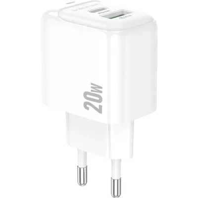 Зарядний пристрій BOROFONE BAS44A 1xUSB-C PD20W + 1xUSB QC3.0 white (6941991113840)
