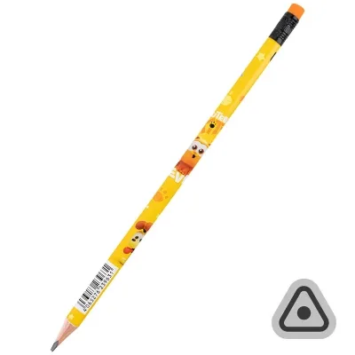 Олівець графітний Kite Garfield тригранний, з гумкою, НВ (GF25-046) (упаковка 36 шт)