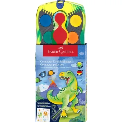 Акварельні фарби Faber-Castell CONNECTOR "Скріпи разом" 12 кольорів з наклейками і блискітками (32453)