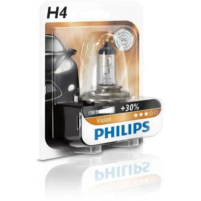 Автолампа Philips H4 Vision, 3200K, 1шт (12342PRB1)