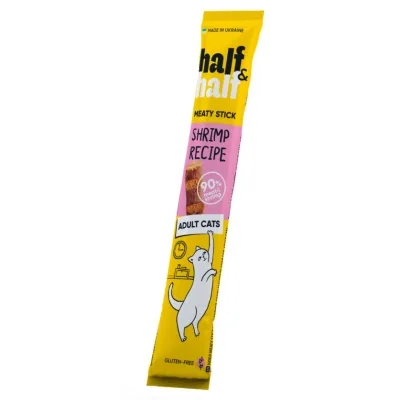 Ласощі для котів Half&Half м'ясна паличка з креветкою 5 г (4820261921229)