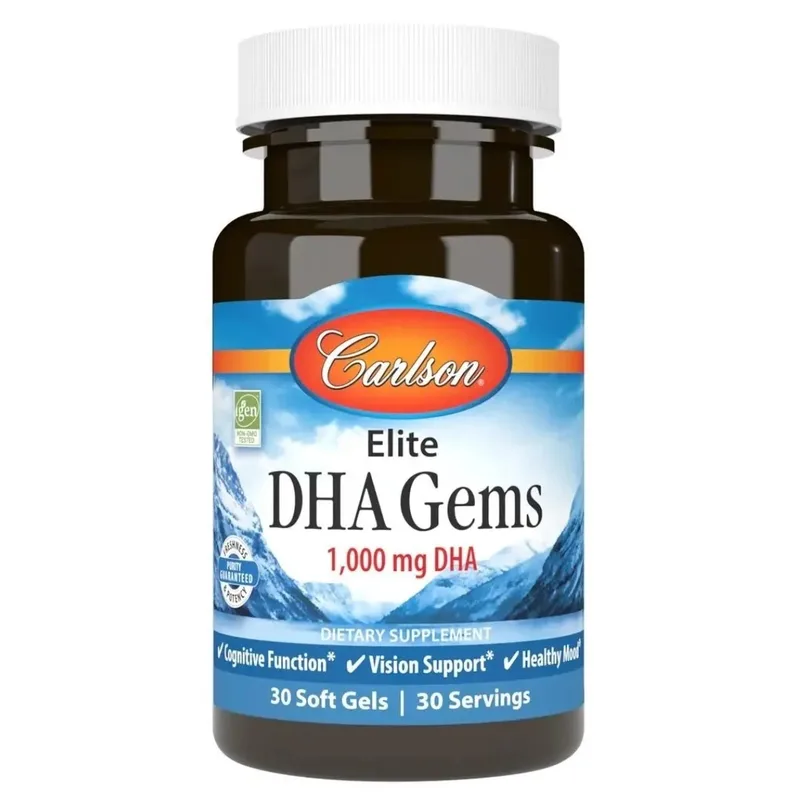 Вітамінно-мінеральний комплекс Carlson Omega-3 s usylennym DHK, 1000 mg, Elite DHA Gems, 30 gelevykh kapsu (CL16900)