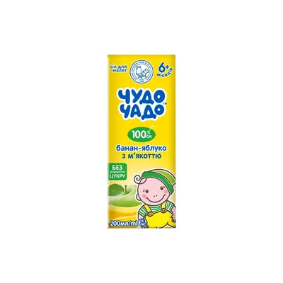 Сік дитячий Чудо-Чадо Бананово-яблучний з м'якоттю 200 мл (4820003688281) (упаковка 18 шт)