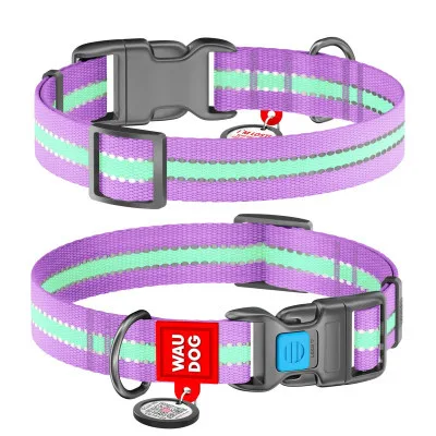 Нашийник для тварин WAUDOG Nylon з QR паспортом пластиковий фастекс Ш 15 мм Д 25-35 см фіолетовий (45629)