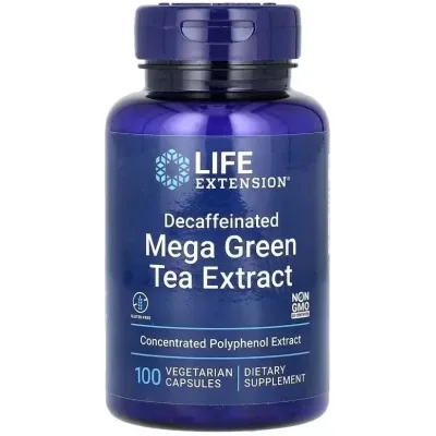 Вітамінно-мінеральний комплекс Life Extension Екстракт зеленого чаю без кофеїну, Mega Green Tea Extract, 100 вег (LEX-95410)