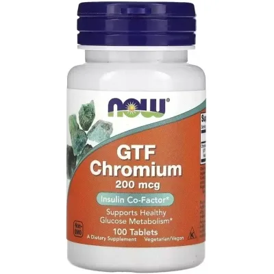 Мінерали Now Foods Хром GTF, 200 мкг, GTF Chromium, 100 таблеток (NOW-01430)