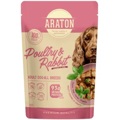 Вологий корм для собак ARATON Adult with Poultry and Rabbit 500 г (ART47955)
