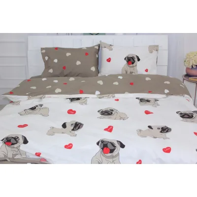 Постільна білизна MirSon Бязь Ranforce Elite 17-0566 Pug-dog 160x220 (2200004698748)