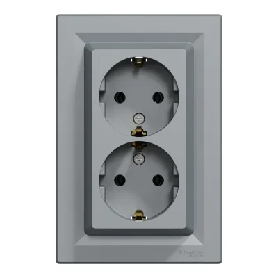 Розетка Schneider Electric ASFORA із заземленням подвійна сталь 16А (EPH9900162)