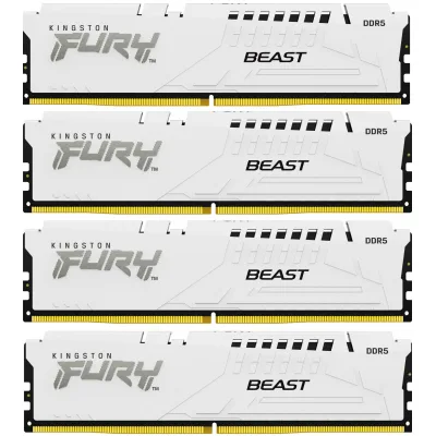 Модуль пам'яті для комп'ютера DDR5 128GB (4x32GB) 5600 MHz FURY Beast White Kingston Fury (ex.HyperX) (KF556C40BWK4-128)
