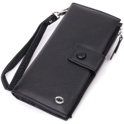 Гаманець ST Leather З натуральної шкіри Чорний (22537)