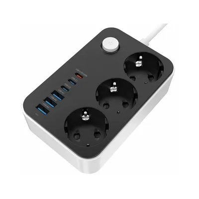 Мережевий фільтр живлення ColorWay CW-CHE36PDB, 3 розетки/ 3USB + 3TYPE-C 2M (CW-CHE36PDB)
