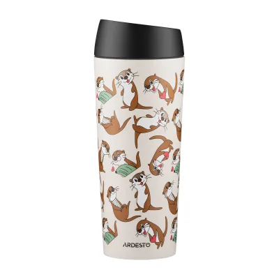 Термокружка Ardesto Coffee Time Animals Otter 450мл, нержавіюча сталь, бежевий (AR2645OT)