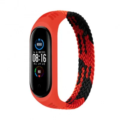 Ремінець до фітнес браслета BeCover Elastic Nylon Style для Xiaomi Mi Smart Band 5/6 (Size M) Black-Red (706146)