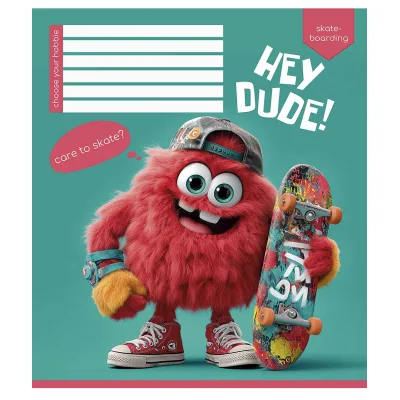Зошит Школярик Hey dude 12 аркушів клітинка (012-3668K)