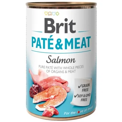 Вологий корм для собак Brit Care Pate and Meat для дорослих собак з лососем (8595602557462)