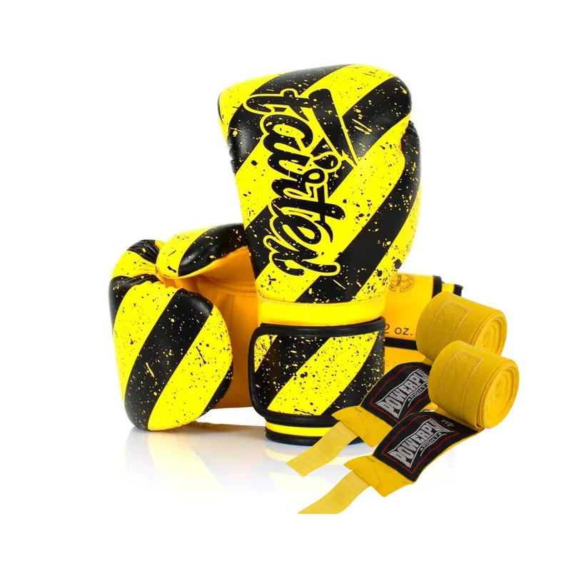 Боксерські рукавички Fairtex BGV14Y Yellow/Black 10 унцій (бинти в комплекті) (BGV14Y_10oz_Yellow/Black)