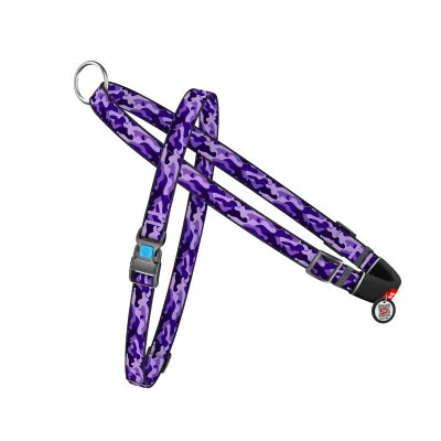 Шлея для собак WAUDOG Nylon з QR-паспортом "Фіолетовий камо" S (5462)