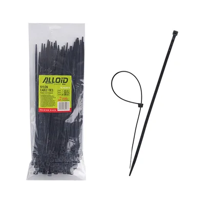 Стяжка Alloid 4.8х250мм, пластик, 100шт./уп., чорний (PC-48250B)