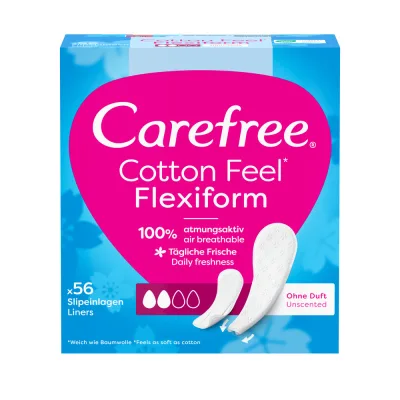 Щоденні прокладки Carefree Cotton Feel Flexiform Без аромату 56 шт. (3574661482194)