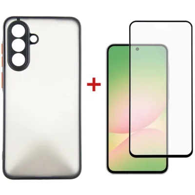 Чохол до мобільного телефона Dengos Kit Samsung Galaxy A56 Matte + glass (Black) (DG-KM-141)