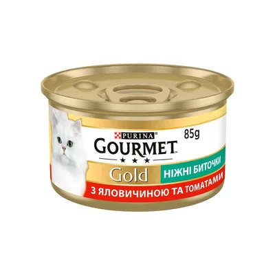 Вологий корм для кішок Purina Gourmet Gold. Ніжні биточки з яловичиною і томатами 85 г (7613035442474) (упаковка 12 шт)